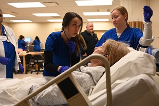 Nursing students in a simulation